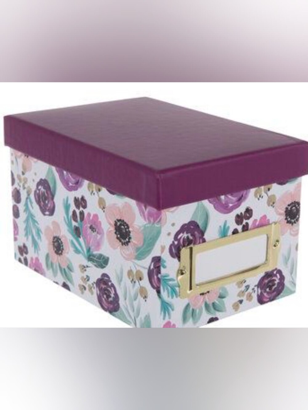 Mini Floral Decorative Storage Box with Plum Lid - Brand
